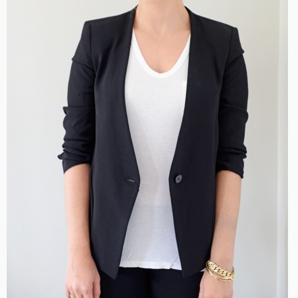 zara ruched sleeve blazer